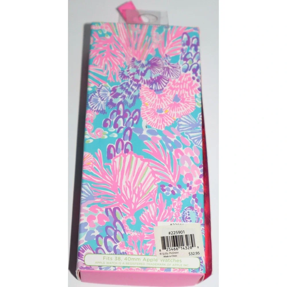 LILLY PULITZER Scrunchie Pink Purple Blue Apple Watch Band 38 40 mm NEW